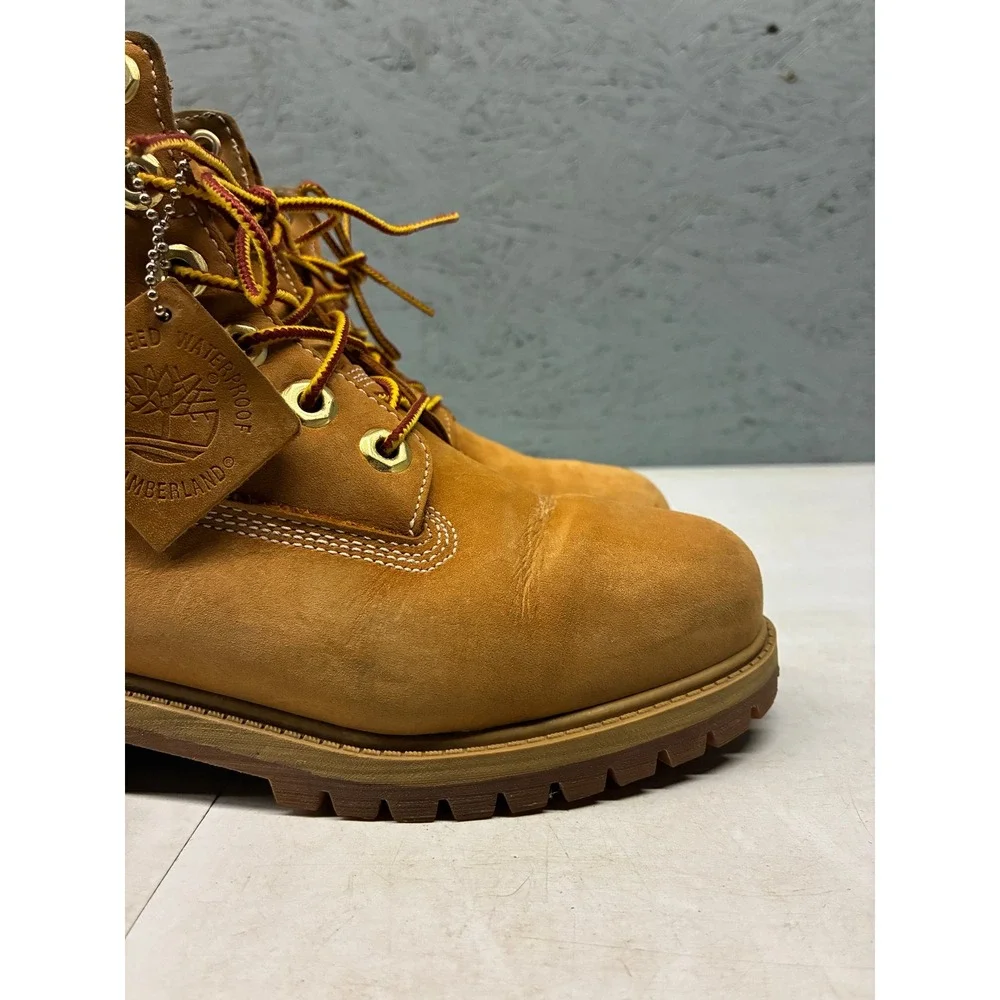 Timberland 6 Inch Premium Waterproof Boots Youth 3.5 Wheat Nubuck Leather